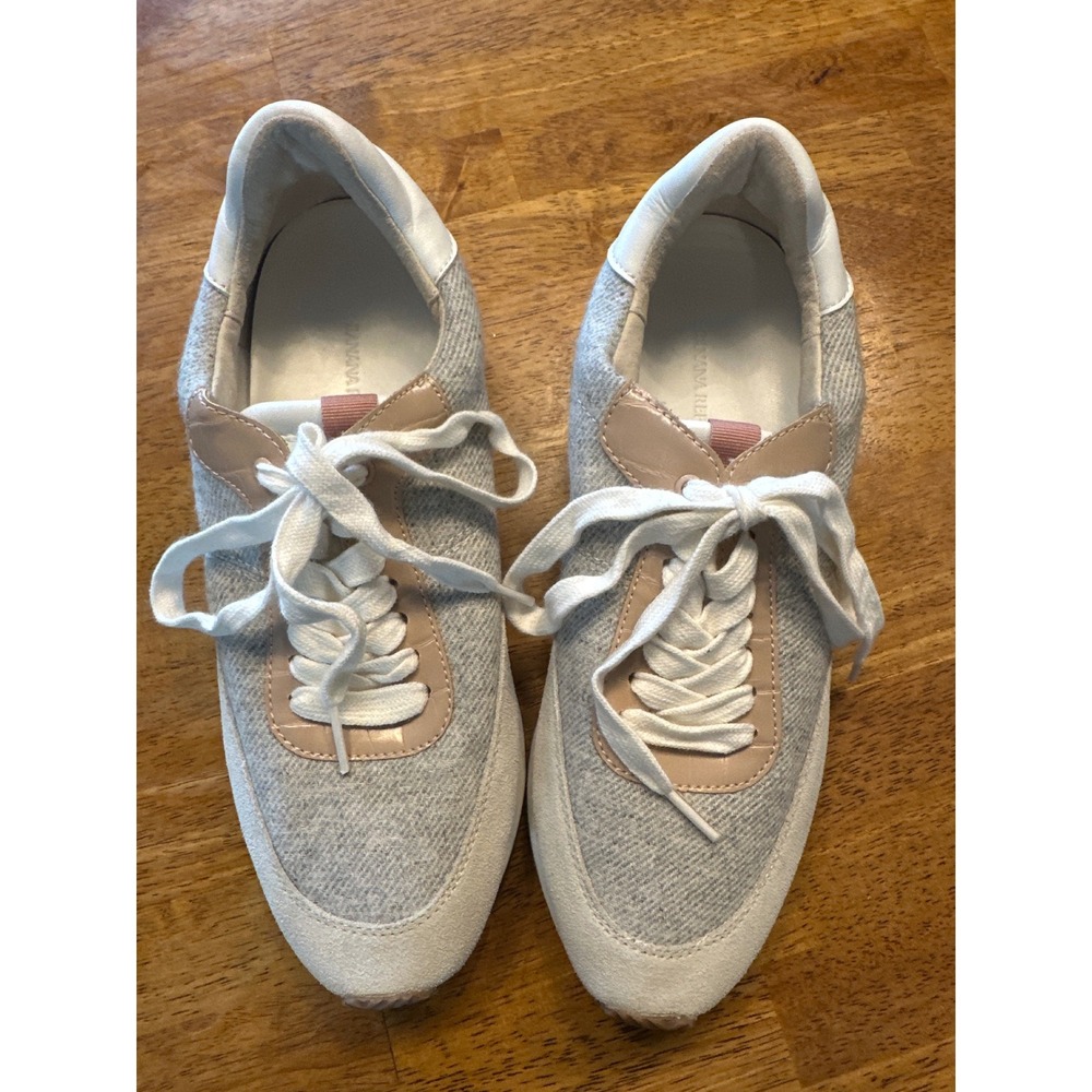 Banana Republic Womens Grey Textile Leather Snakeskin Trim Sneakers 6.5M